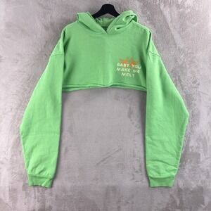 Boys Lie Cropped Toxic Hoodie Womens One‎ Size Green Baby You Make Me Melt